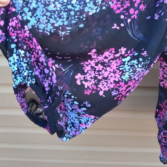 Lane Bryant Sz 24 Floral Black Purple Pink Top Shirt - Picture 5 of 6